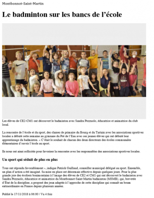 Badminton à l'école